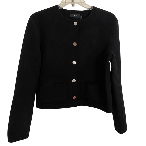 Theory Size 4 Black Cropped Wool and Cashmere Jacket - Picture 1 of 10